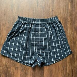 Primark Plaid Boxer Shorts Blue White Check Cotton Blend Size S